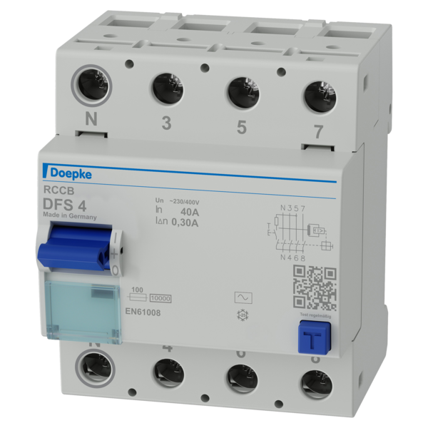 Doepke Doepke FI-Schutzschalter 4p, 40 A, 0.3 A, Typ AC, N-li Doepke Doepke FI-Schutzschalter 4p, 40 A, 0.3 A, Typ AC, N-li